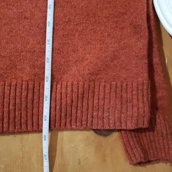 Black Brown 1826 Medium Long Sleeve Brown Rust Lambswool V-Neck Sweater Patches - Picture 8 of 9